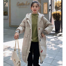 Women Small Fresh Horn Buckle Small Fresh Down Jacket (Color:Beige Size:S)