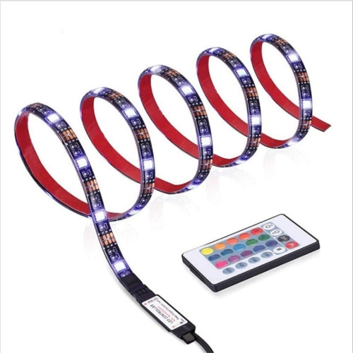 YWXLight 5m USB SMD 5050 Blackboard RGB Colorful TV Background Decorative LED Strip with 24 Keys Controller