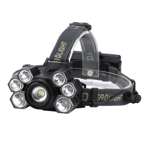 YWXLight 3T6+4XPE 7LEDs Strong Light Zoom Headlight USB Charging Night Fishing Headlamp