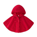 Children Clothing Knitted Bowknot And Fleece Sweater Cloak Shawl (Color:Red Size:73)