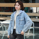 Plus Velvet Thickened Detachable Hat Denim Cotton Jacket (Color:As Show Size:S)