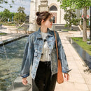 Fashion Loose Denim Jacket Coat (Color:Light Blue Size:M)