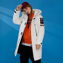 Winter Ladies Mid-length Offset Printing Pattern Down Jacket Loose Casual Cold-proof Warm White Duck Down Coat (Color:White Size:XXXL)