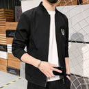 Casual Plus Velvet Embroidered Jacket Mens Sports Plus Fat Plus Size Slim Jacket (Color:Black Size:L)