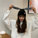 Japanese Cute Rabbit Ear Knit Hat (Color:Black Size:Free Size)