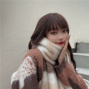 Girls Warm Rainbow Plaid Striped Fringe Shawl Scarf (Color:Brown Grid Size:Free Size)