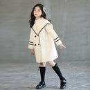 Girls Woolen Coat Navy Style Long Childrens Woolen Coat (Color:Beige Size:120)