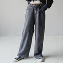 Girls Jeans Fall And Winter Loose And Thin Mopping The Floor Wide-leg Drape Old Straight-leg Pants (Color:Black Size:165)