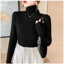 Tight-fitting Solid Color Turtleneck Bottoming Shirt (Color:Black Size:XL)