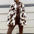 Ladies Loose Fashion Mink Cow Warm Jacket (Color:Camel Size:S)