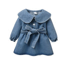 Baby Girl Denim Skirt Dress (Color:Blue Size:92cm)