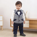Baby Boy Gentleman Style Shirt Vest Pants Three-piece Set (Color:As Show Size:80cm)