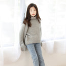 Autumn Winter Girl Thickening Casual Knitted Pullover Turtleneck Sweater (Color:Grey Size:165cm)