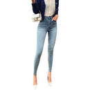 Classic Retro High Waist Elastic Skinny Jeans (Color:Light Blue Size:S)