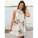 Women Spring Summer Sleeveless Flower Dress (Color:As Show Size:M)