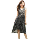 Women Casual Sexy Lace V-neck Sleeveless Dress (Color:Black Size:M)