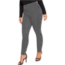 Women Plus Size Casual Loose Striped Trousers (Color:Black Size:XXXXL)