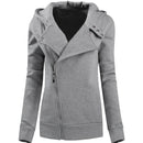 Women Fashion Slim Hooded Sweater (Color:Grey Size:S)
