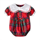 Children Plaid British Style Jumpsuit (Color:Red Size:90)