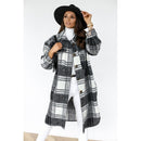 Autumn And Winter Long-sleeved Plaid Printed Shirt Jacket (Color:Black Size:XL)