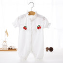 Solid Color Baby Girl Short Sleeve Jumpsuit (Color:White Size:80)