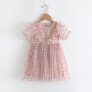 Girls Mesh Dot Lace Dress (Color:Pink Size:100)
