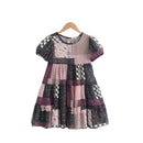 Girls Short Sleeve Stitching Printed Dress (Color:Photo Color Size:130)