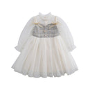 Girls Long Sleeve Mesh Dress (Color:Photo Color Size:130)