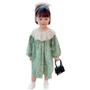 Girls Long-sleeved Floral Dress (Color:Photo Color Size:120)