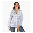 Women Printed Mid-length Casual Shirt (Color:Blue Size:M)