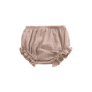 Pure Color Cotton And Linen Lace Casual Triangle Shorts (Color:Light Khaki Size:100)