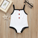 Solid Color Sleeveless Sling Bodysuit For Babies (Color:White Size:70)