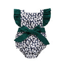 Xiaofei Sleeve Bow Tie Triangle Jumpsuit (Color:Green Size:70)