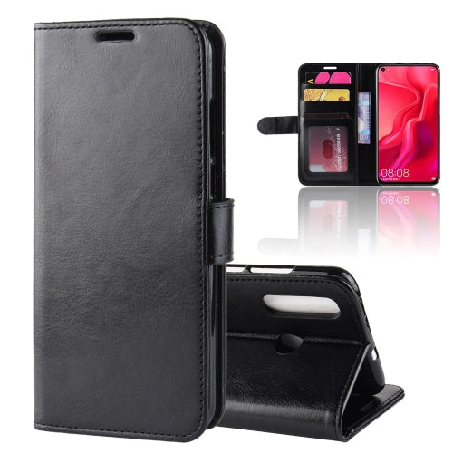 R64 Texture Horizontal Flip Leather Case For Huawei nova 4, with Holder & Card Slots & Wallet (Black)