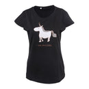 Graphic Printed Round Neck Short-sleeved T-shirt Women (Color:Black Size:S)