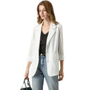 Women Casual British Style Blazer Coat (Color:White Size:S)