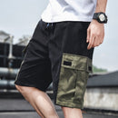 Summer Big Pocket Loose Casual Fifth Pants Cargo Shorts for Men (Color:Black 9081 Size:M)