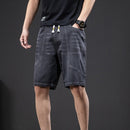 Summer Letter Pattern Casual Loose Denim Shorts for Men (Color:Black Size:M)