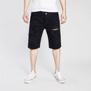 Summer Casual Ripped Denim Shorts for Men (Color:Black Size:M)