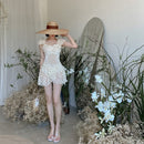 Ladies Hot Spring Vacation Cover Belly Look Thin One-piece Swimsuit (S)
